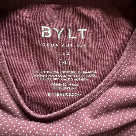 BYLT Basics Drop Cut Men's Maroon Performance Shirt XL - Picture 3 of 5